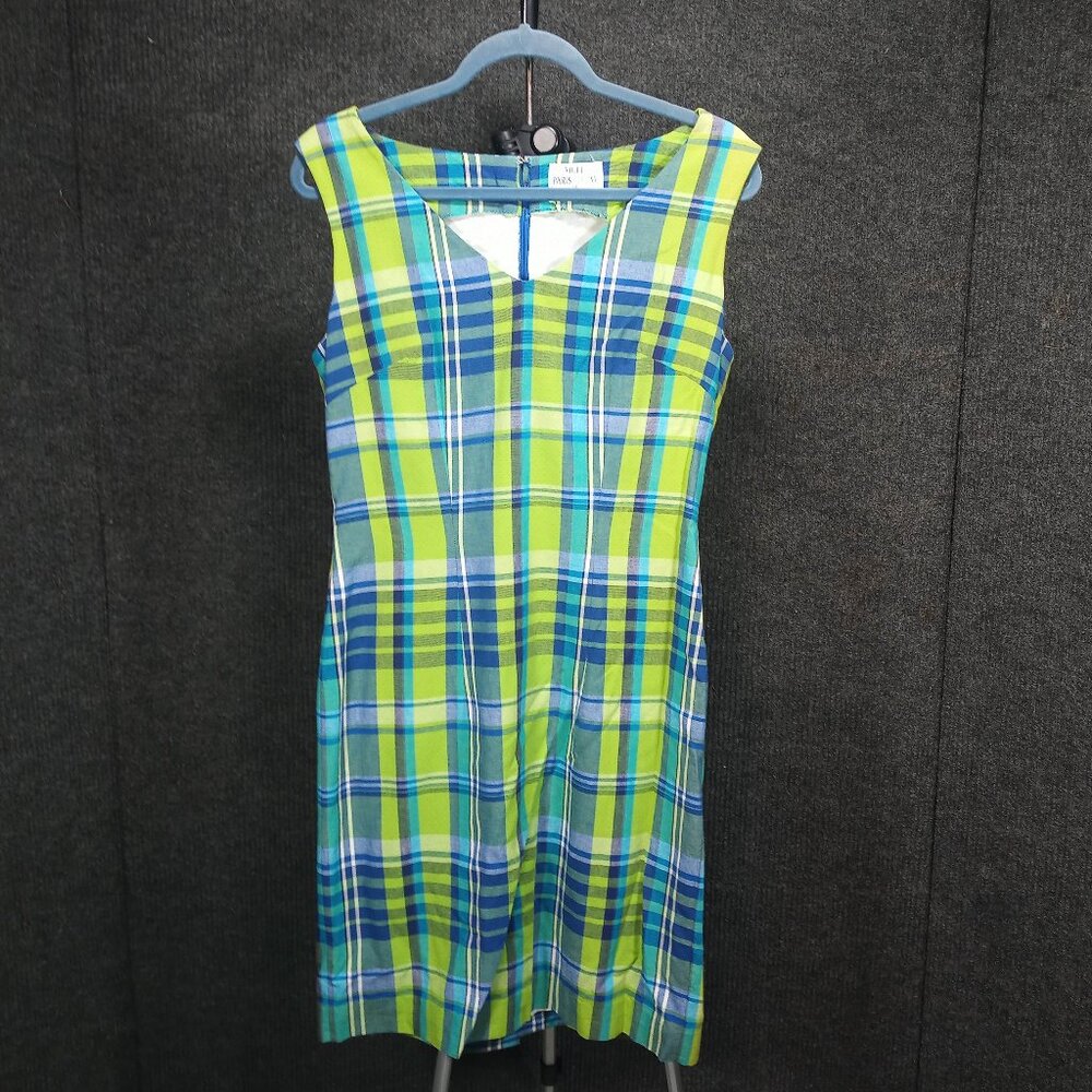 1960's Vintage Green Blue Plaid Dress Original by Paris Vogue